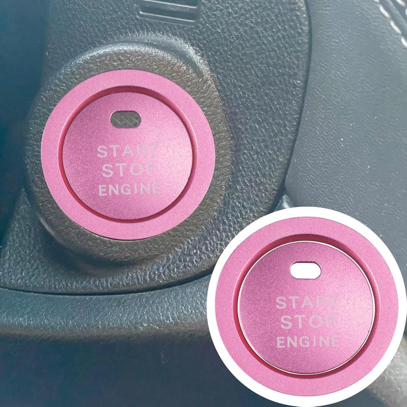 HDUFC 5pcs for Subaru Crosstrek/Impreza 2024 2025, Forester 2025, Legacy Outback 2020-2025, WRX, Ascent Volume Adjustment Knob, Mirror Knob Cover, Start Button Cover/Ring (Pink) - Image 2